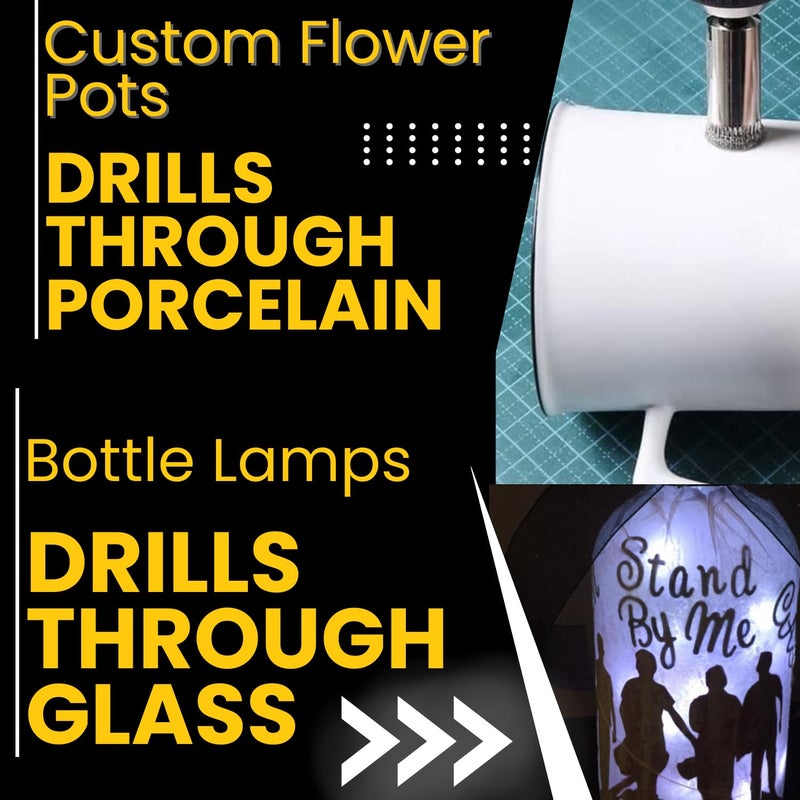 Drilax Diamond Drill Bit Set (3-Pc: 1/4", 1/2", 3/4") | for Ceramic, Porcelain Tile & Glass | Granite Hole Saw for Countertops & RO Filters | Multi-Material Diamond Coated Bits - Image 3